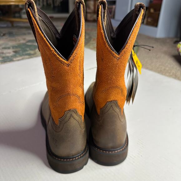 NWT Ariat Groundbreaker Men’s 8.5 EE Wide Square Toe Steel Toe Work Boots Brown - Picture 2 of 9